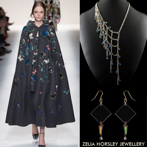 AW14 Valentino & Zelia Horsley Jewellery London's Jigsaw Necklace and Re-Constructed Diamond Earrings.